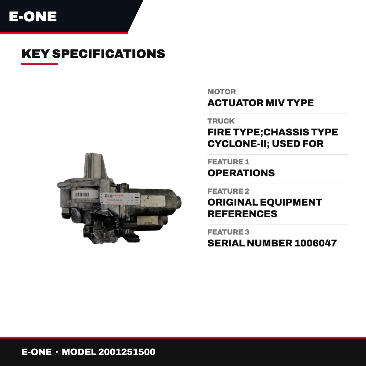 E-One 2001251500 – 02X875745 - Motor Actuator Miv