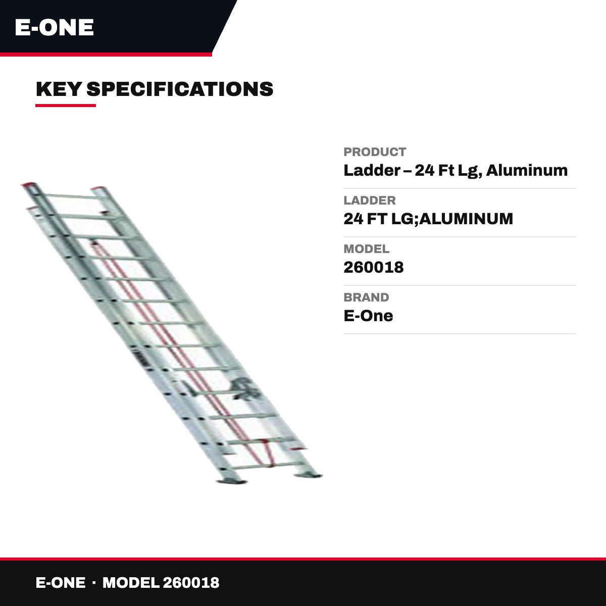 E-One 260018 – Ladder – 24 Ft Lg, Aluminum