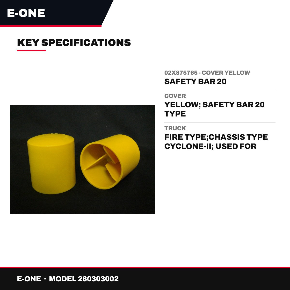 E-One 260303002 – 02X875765 - Cover Yellow – Safety Bar 20