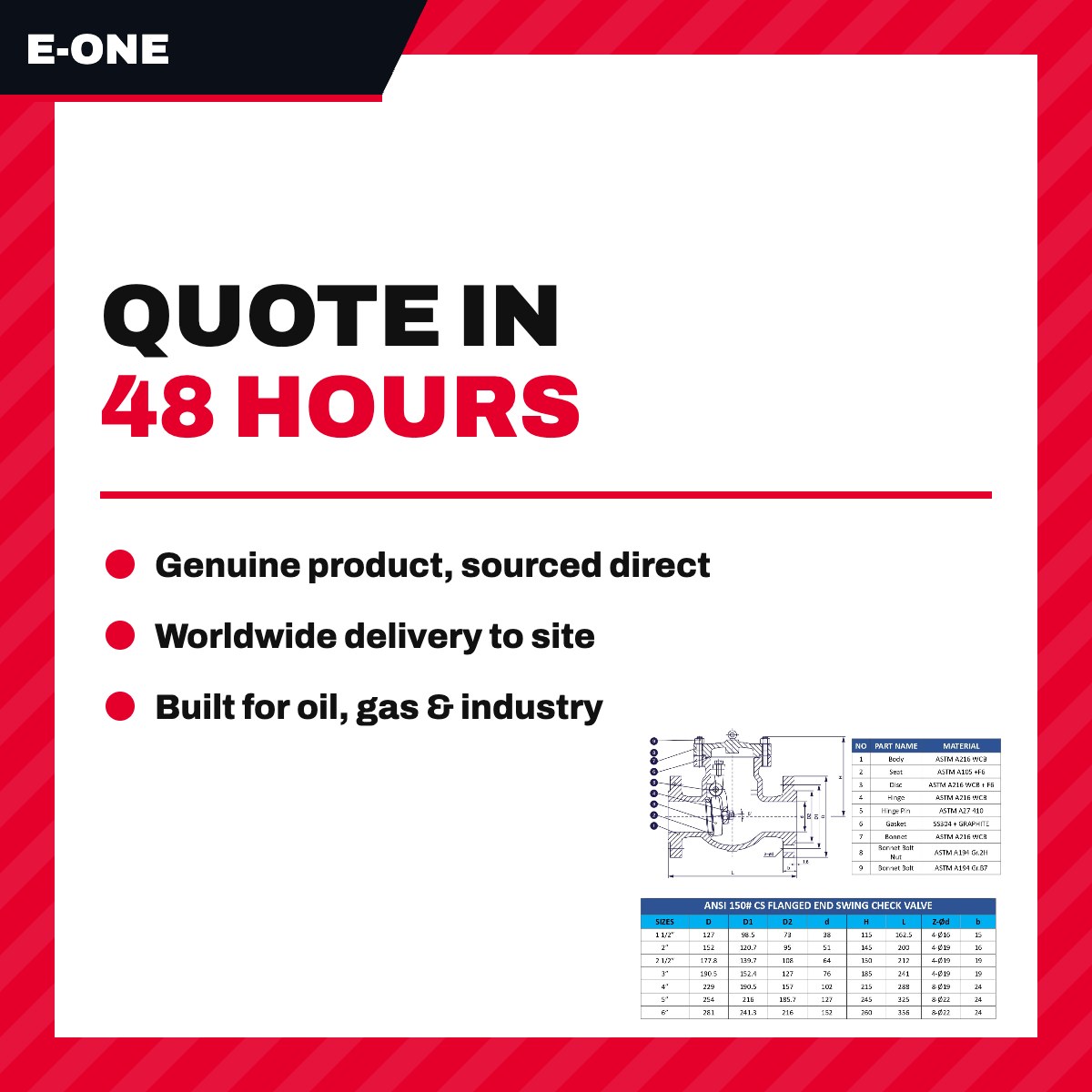E-One 350214 – Valve Check – Size 2 In, Swing Seat Ring