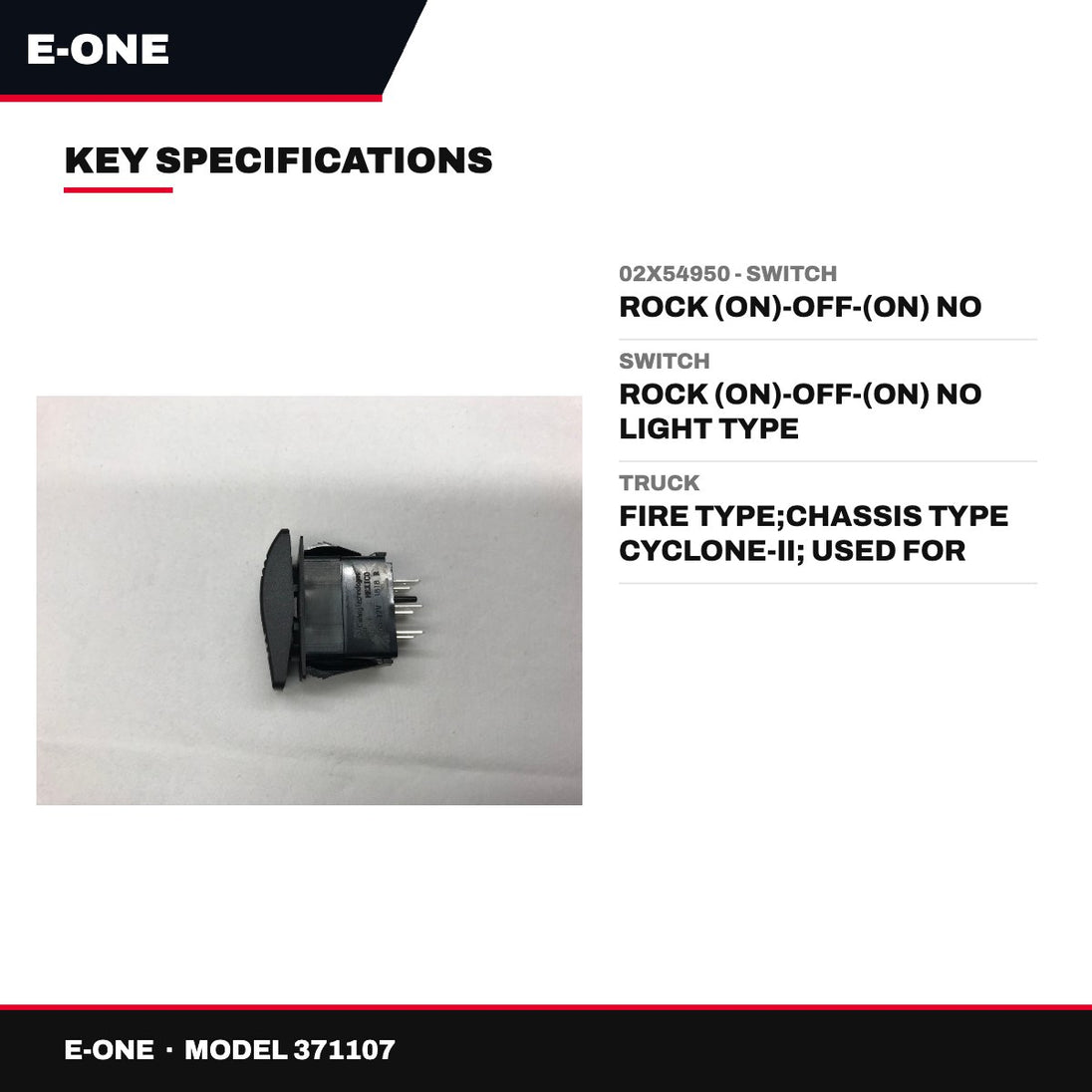E-One 371107 – 02X54950 - Switch – Rock (On)-Off-(On) No