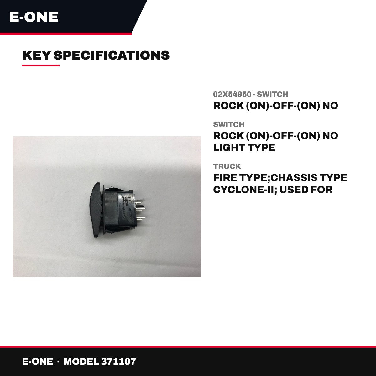 E-One 371107 – 02X54950 - Switch – Rock (On)-Off-(On) No