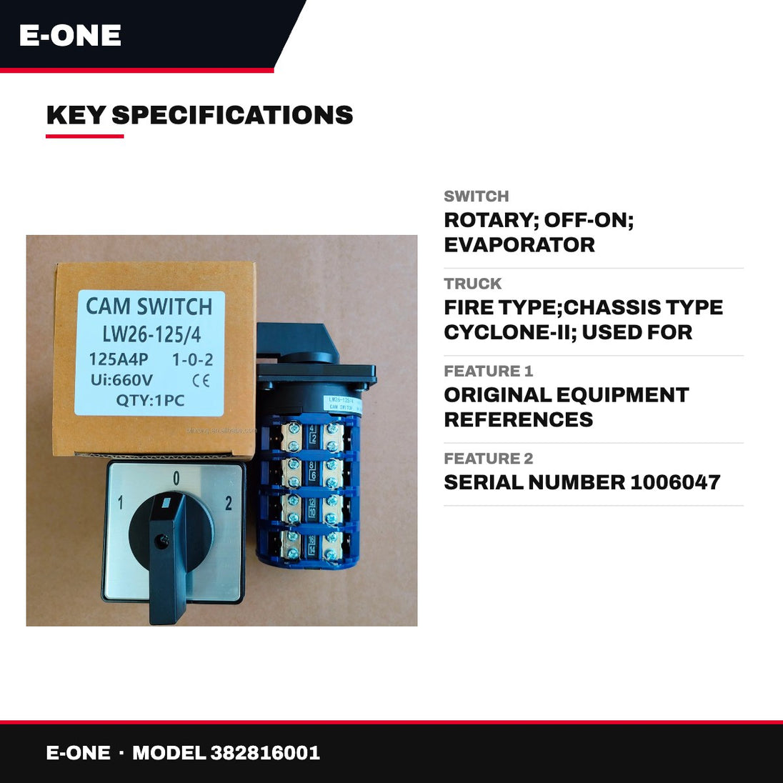 E-One 382816001 – Switch – Rotary, Off-On