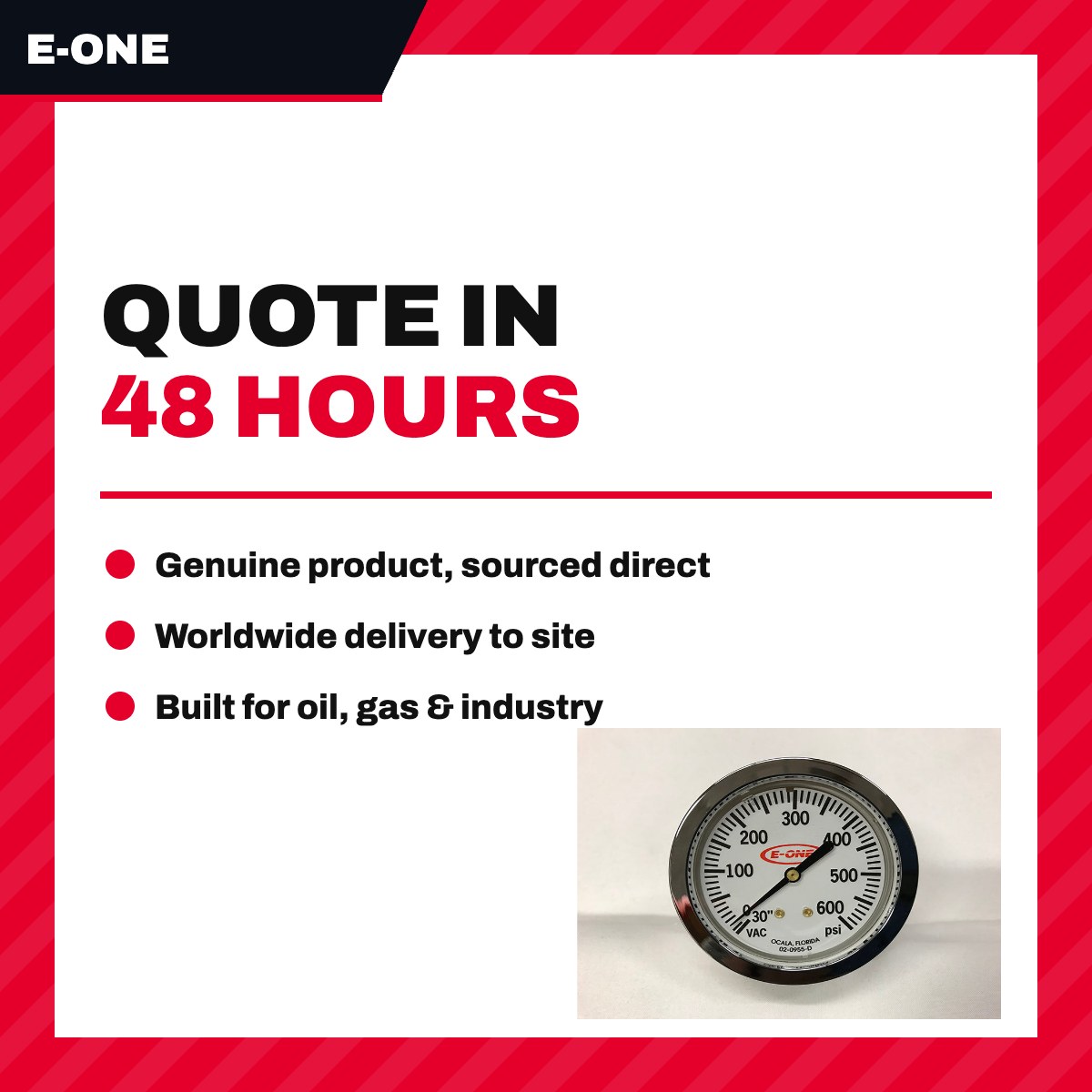 E-One 400135 – 02X875745 - Gauge – Pressure, 30-0-600