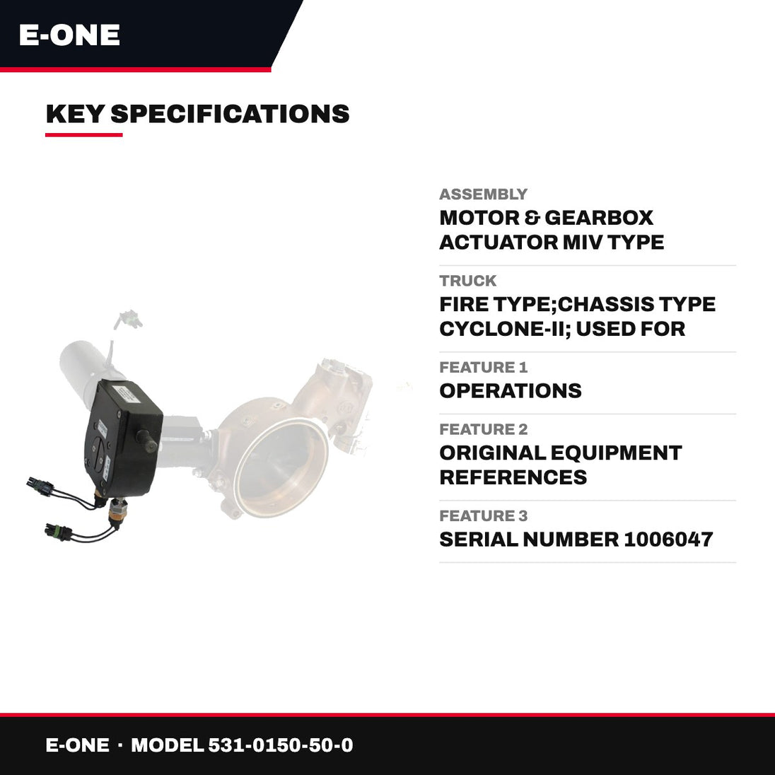 E-One 531-0150-50-0 – 02X875749 - Assembly Motor & Gearbox Act