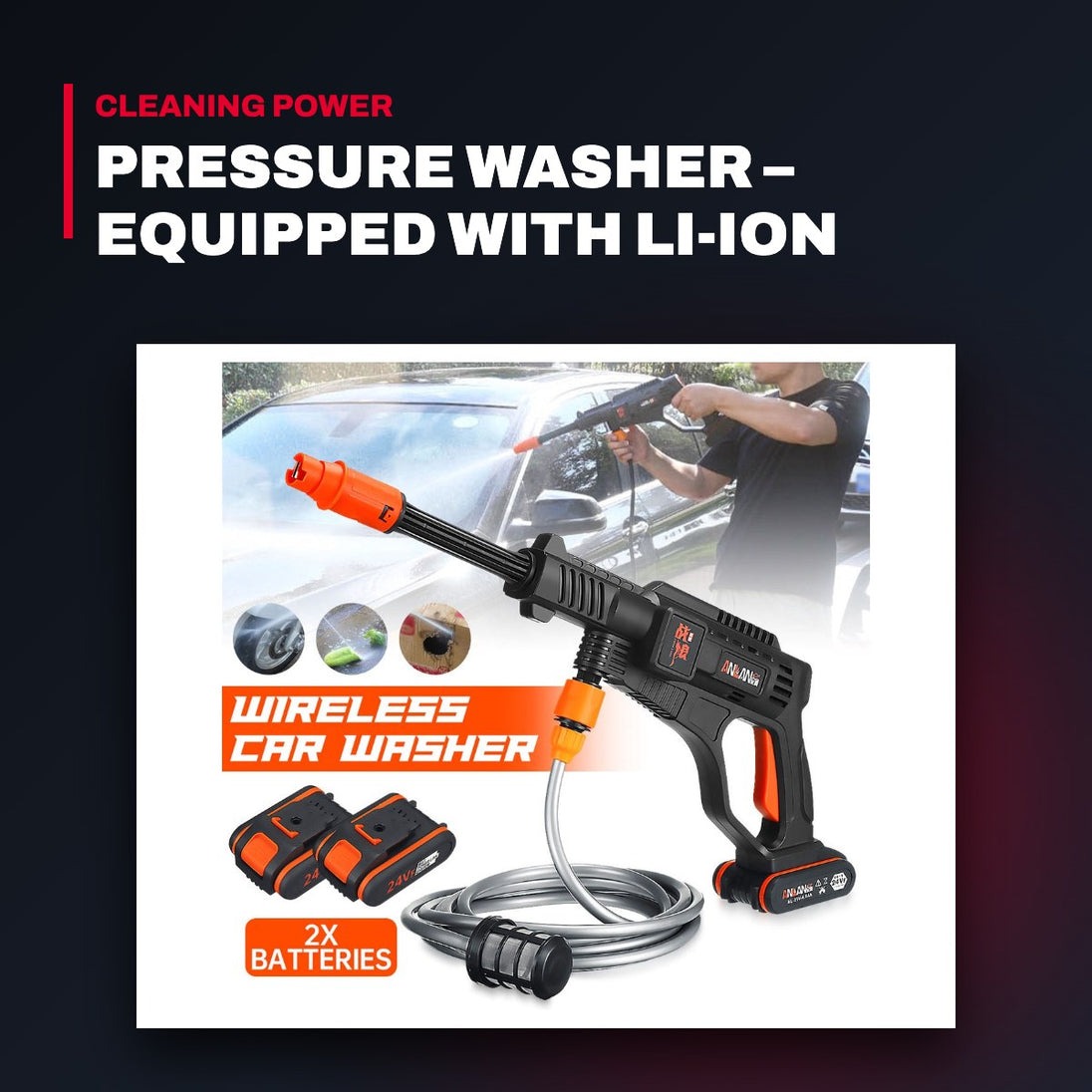 Ebooine HH902 – Pressure Washer – Equipped With Li-Ion