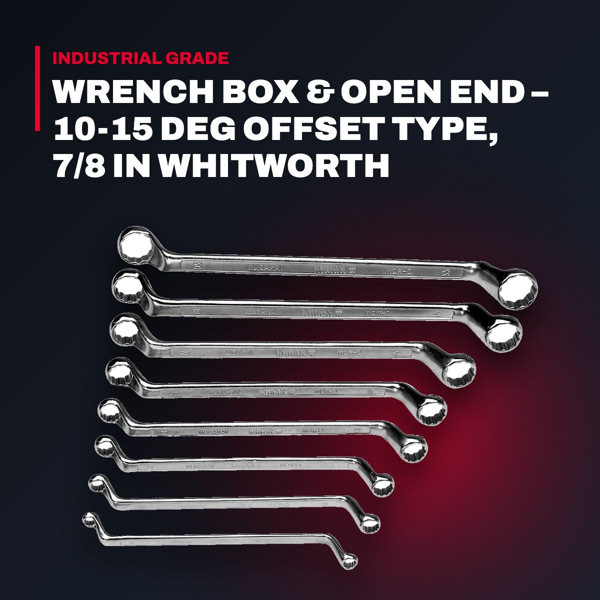 Elora 205W – Wrench Box & Open End – 10-15 Deg Offset Type, 7/8 In Whitworth