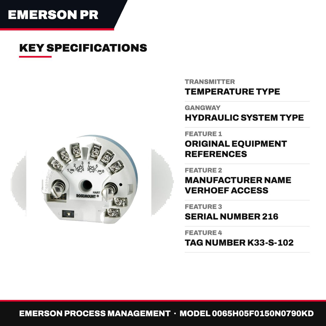 Emerson Process Management 0065H05F0150N0790KD – Transmitter – Temperature Type