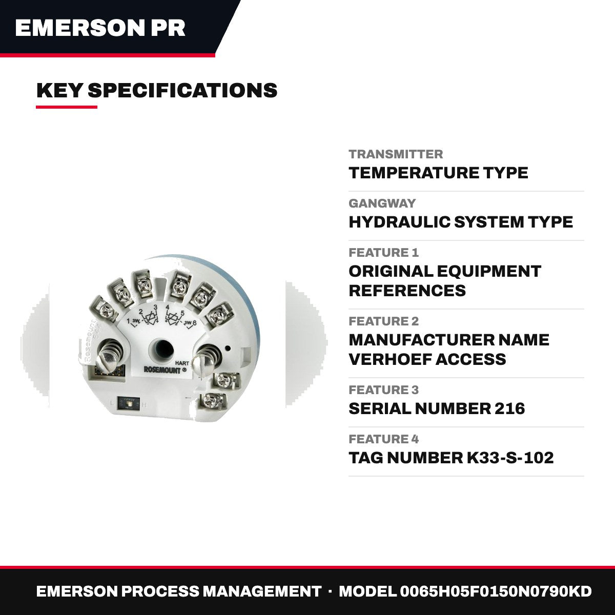 Emerson Process Management 0065H05F0150N0790KD – Transmitter – Temperature Type