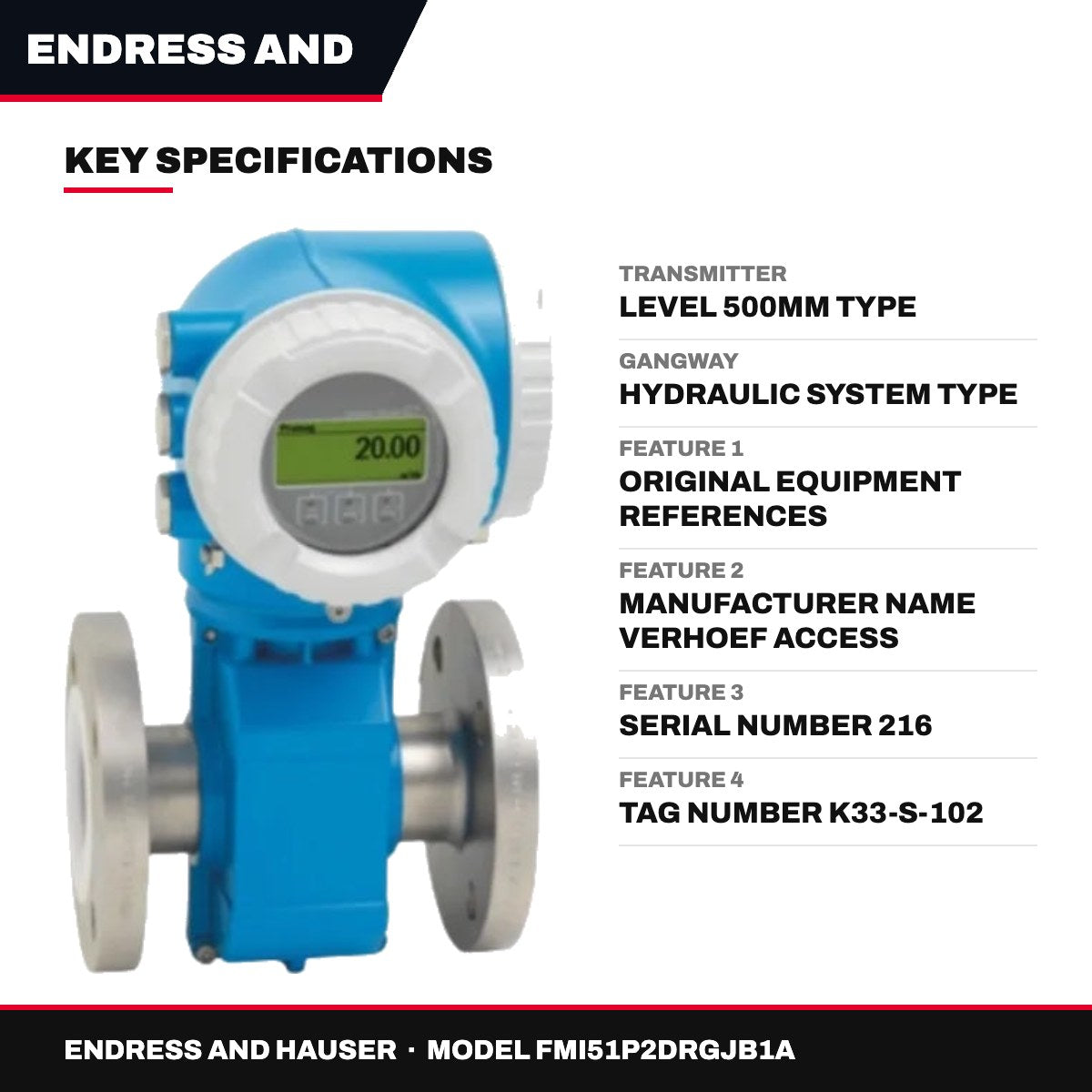 Endress And Hauser FMI51P2DRGJB1A – Transmitter – Level 500Mm Type