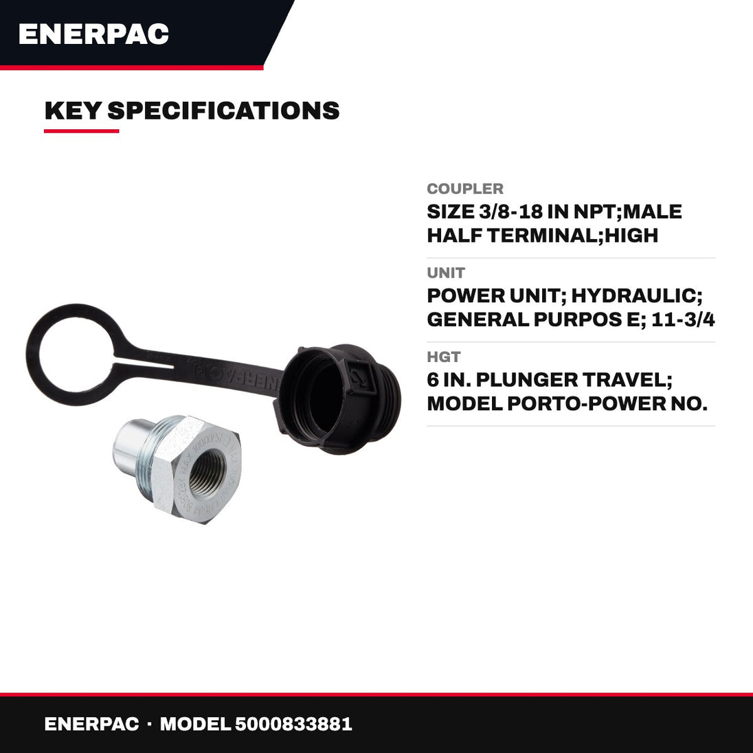 Enerpac – Coupler, Size 3/8-18 in NPT, Male Half Terminal