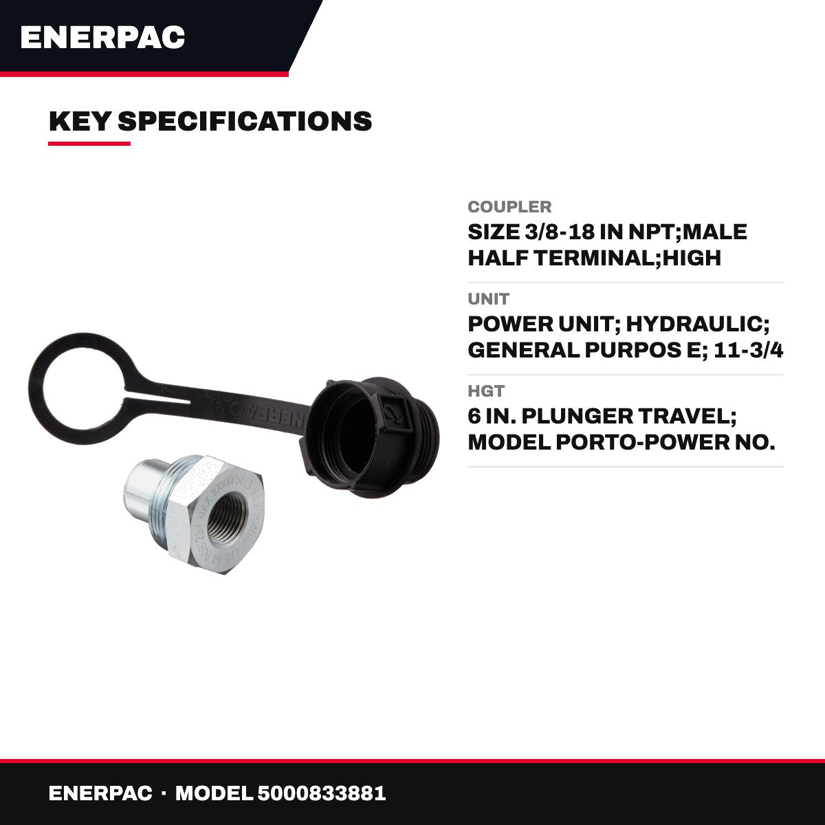 Enerpac – Coupler, Size 3/8-18 in NPT, Male Half Terminal