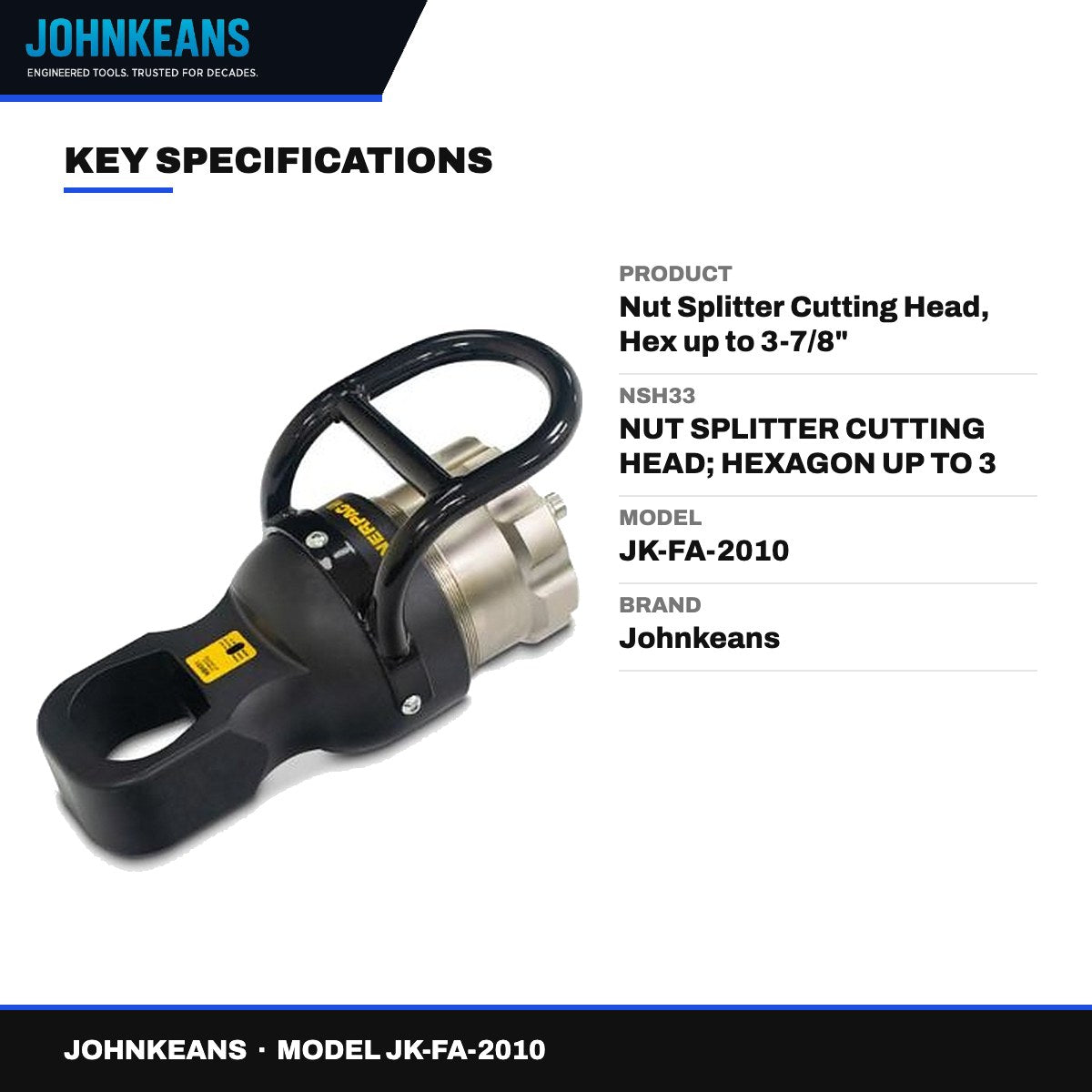 Johnkeans JK-FA-2010 – Nut Splitter Cutting Head, Hex up to 3-7/8"