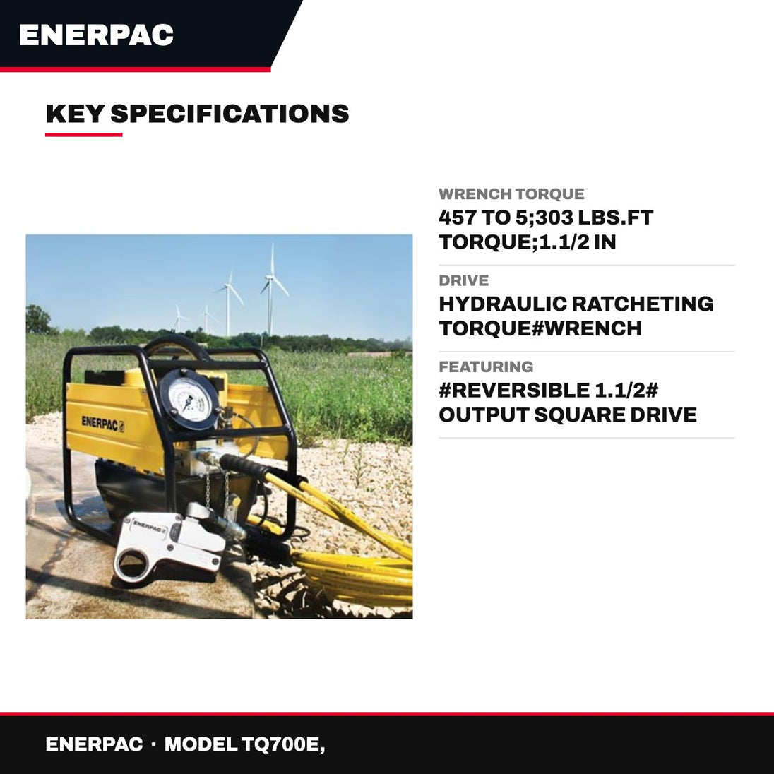 Enerpac TQ700E, – Wrench Torque – 457 To 5, 303 Lbs.Ft Torque
