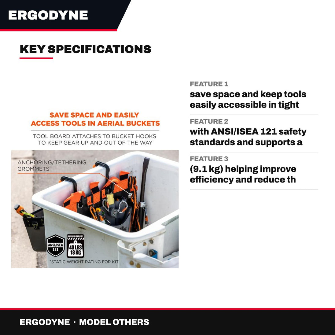 Ergodyne OTHERS – A Tool Organizer Designed For Use In Aerial Buckets. It Attaches To Bucket Hooks To