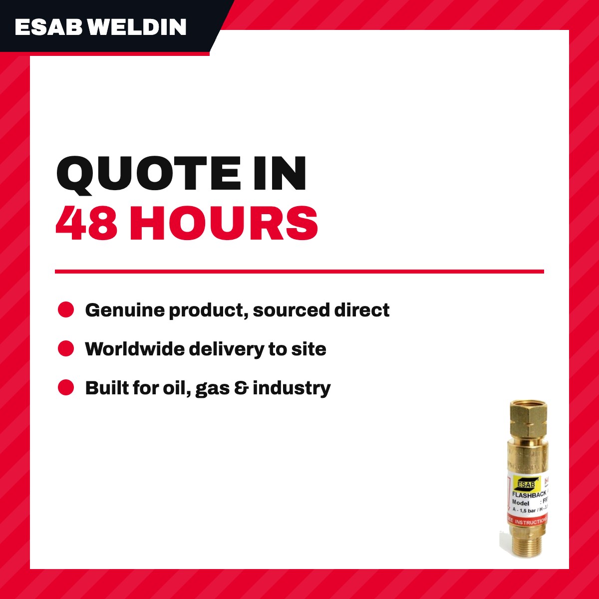 Esab Welding And Cutting Products Nl PART – Arrester Flashback – Fuel Gas High Flow Type, Size 3/8