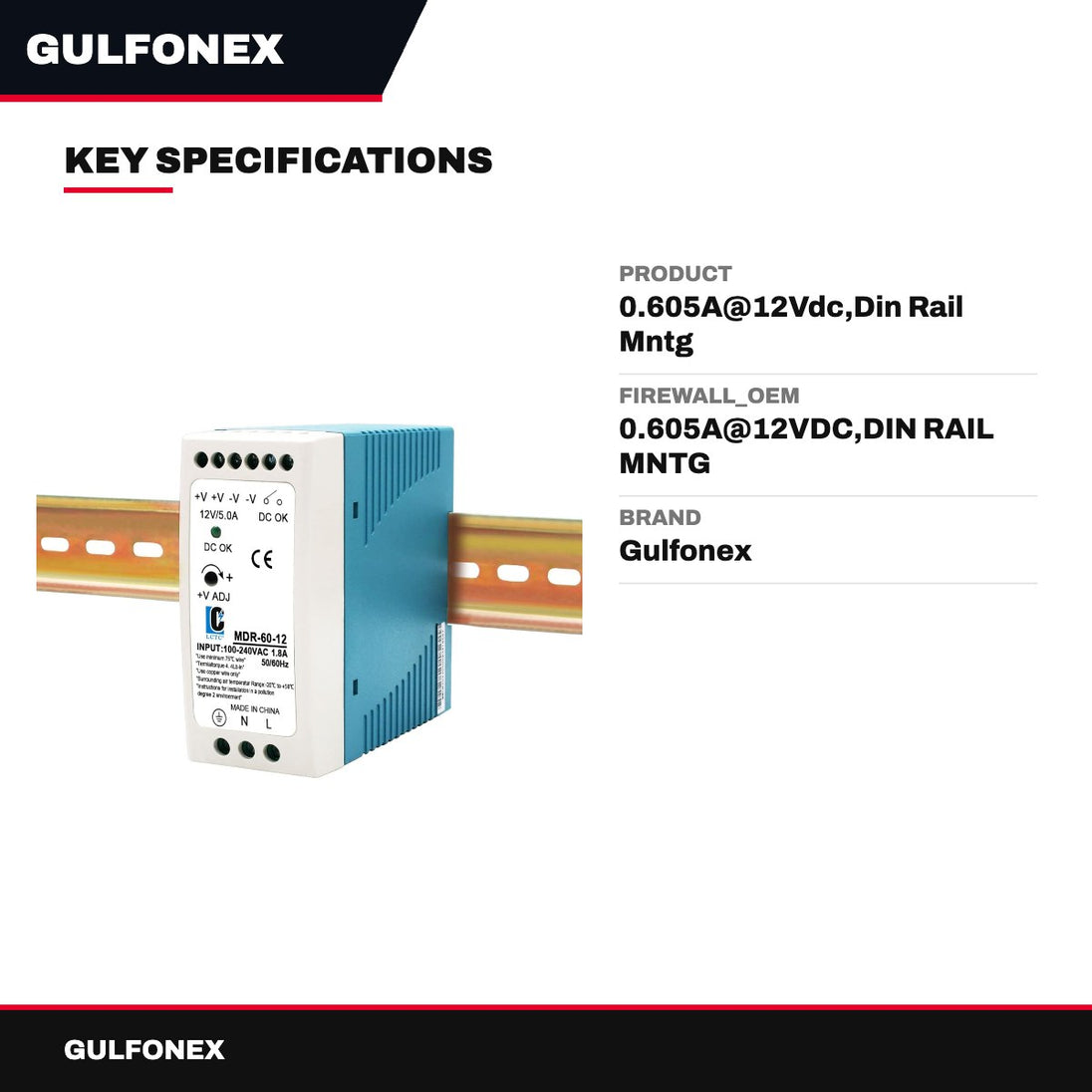 Firewall_Oem – 0.605A@12Vdc,Din Rail Mntg
