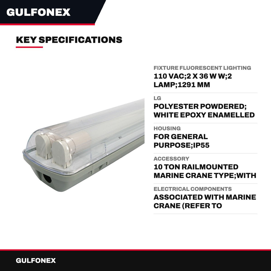 Fixture Fluorescent Lighting – 110 Vac, 2 X 36 W W