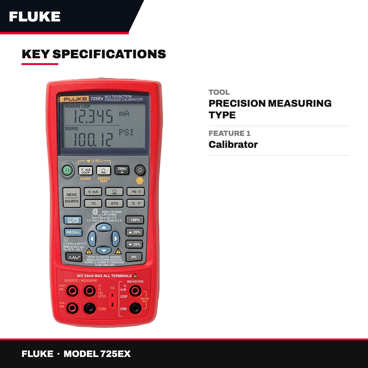 Fluke 725EX – Intrinsically Safe Multifunction Process Calibrator