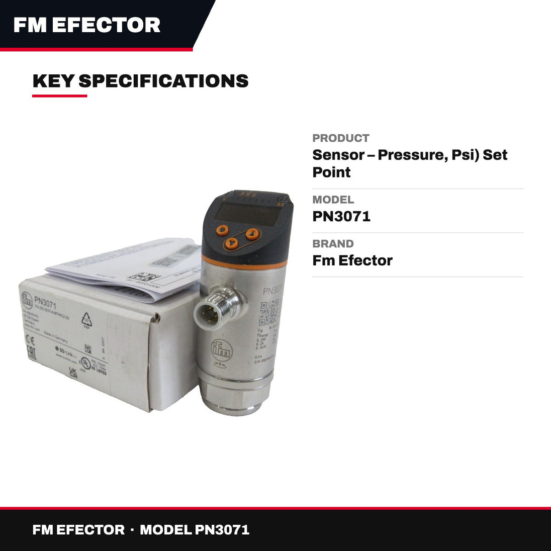 Fm Efector PN3071 – Sensor – Pressure, Psi) Set Point