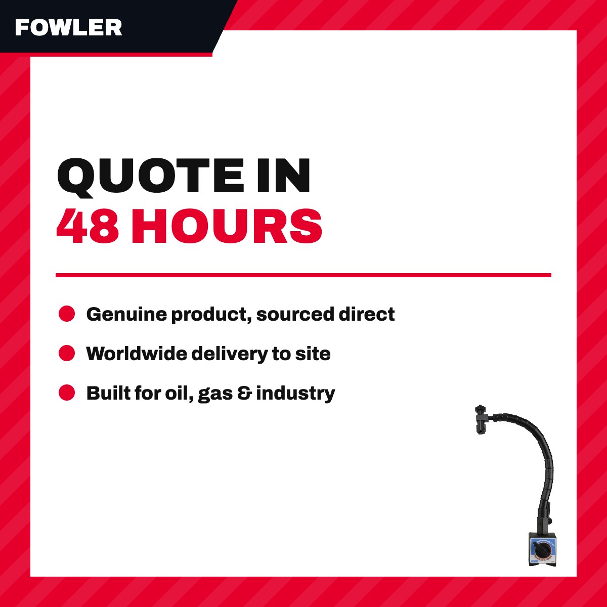 Fowler 52-585-015 – Flex Arm Magnetic Base, 180 lb Pull