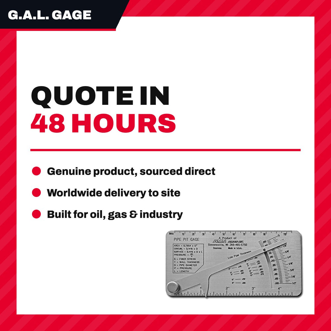 G.A.L. Gage GAL-17 – Pipe Pit Gauge, Inch