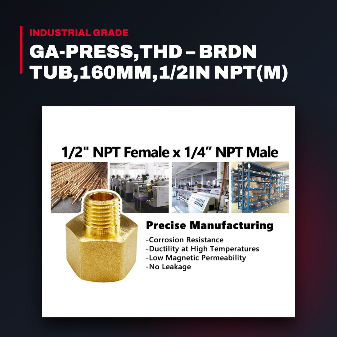 Ga-Press,Thd – Brdn Tub,160Mm,1/2In Npt(M)