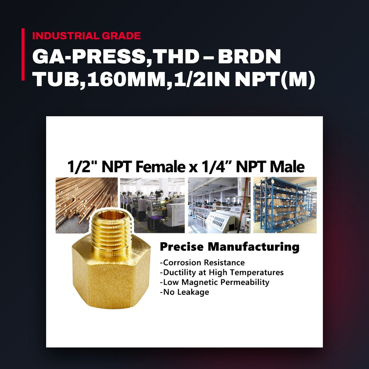 Ga-Press,Thd – Brdn Tub,160Mm,1/2In Npt(M)