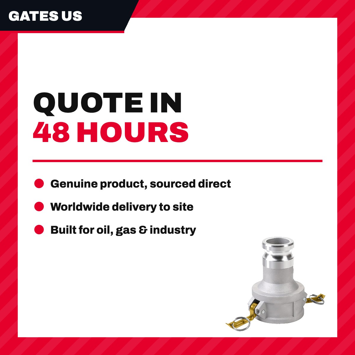 Gates Us CLAD-48 – Coupling – Camlock Type, 3 Female Camlock X 3 Npt Female - Type