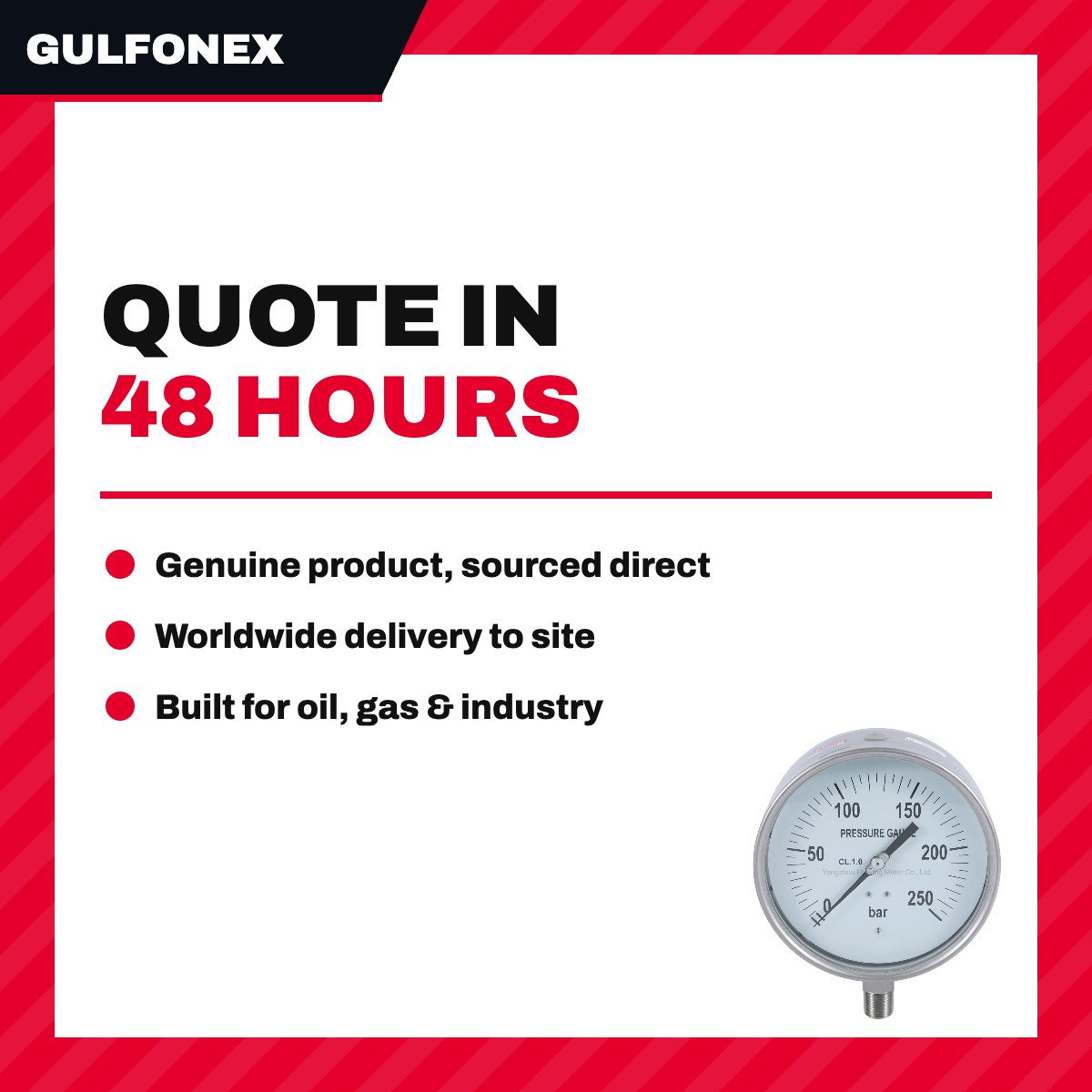 Gauge – Pressure Type, 0 To 250 Bar Range