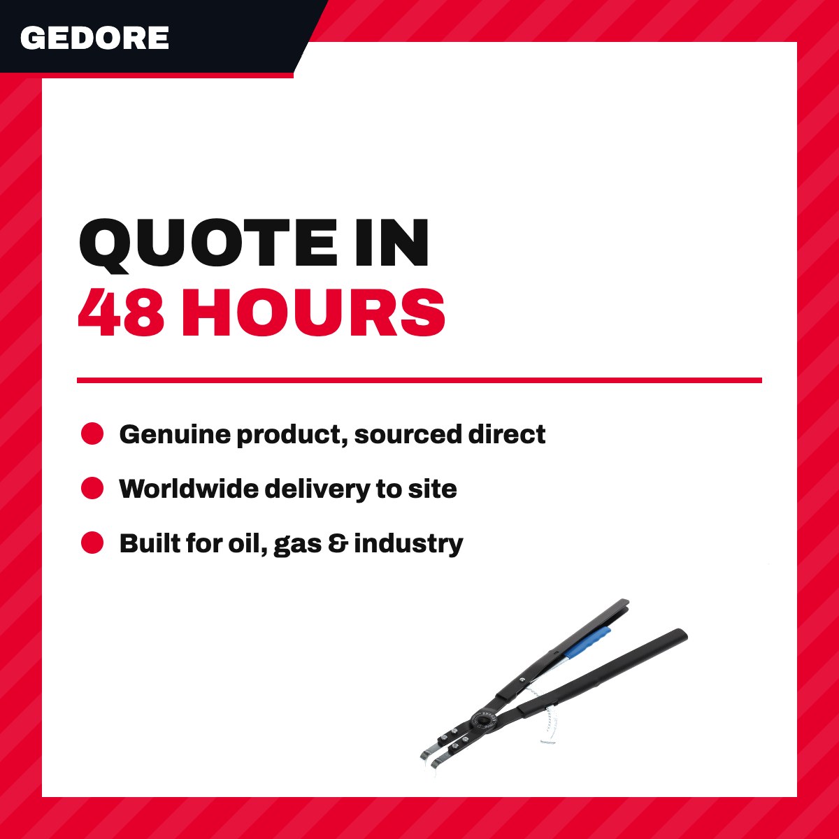 Gedore 8000 – Retaining Ring Plier – Internal, For 252 Mm To 400 Mm Bore Dia