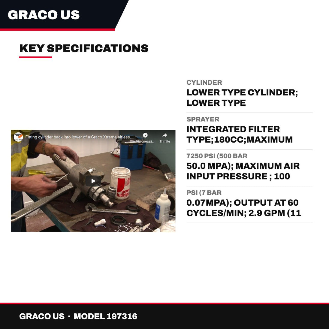 Graco Us 197316 – Cylinder – Lower Type Cylinder, Lower Type
