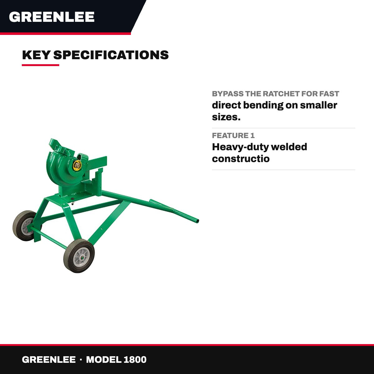 Greenlee 1800 – Mechanical Conduit Bender 1/2" – 1"