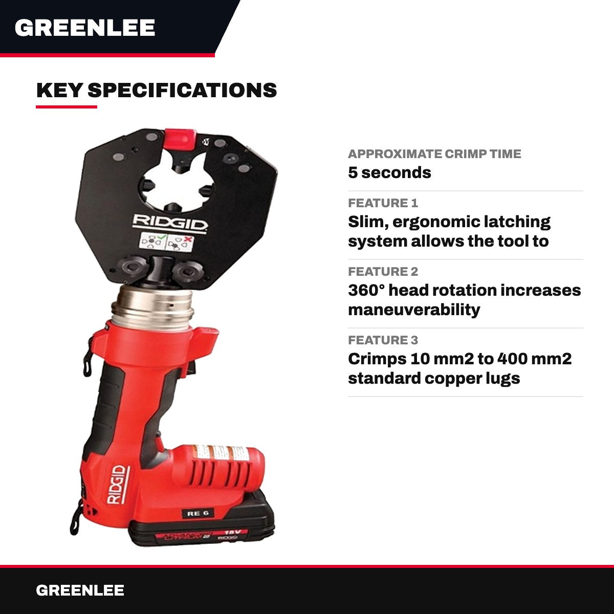 Greenlee Die-less Crimp Head up to 400 mm²