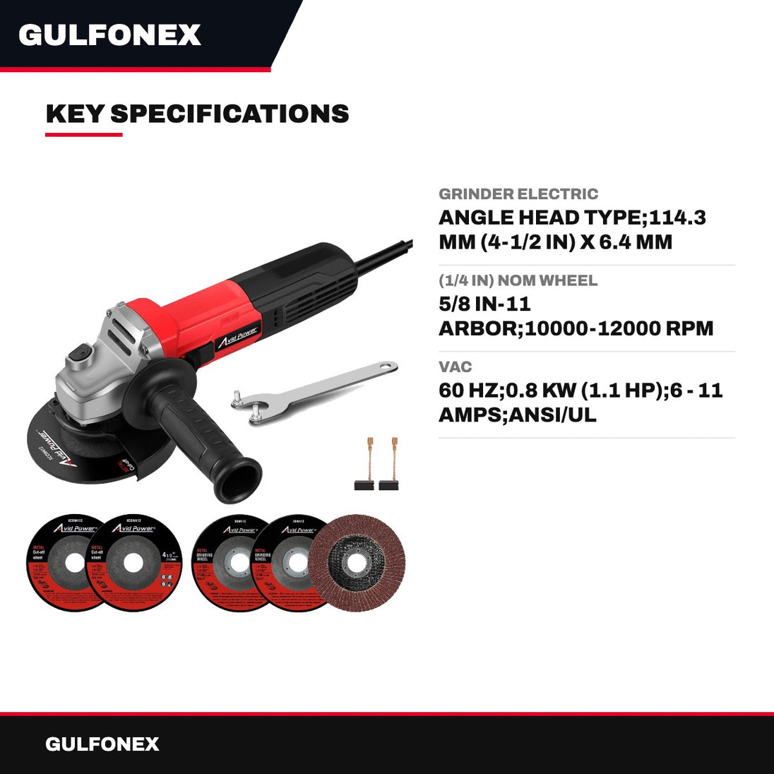 Grinder Electric – Angle Head Type, 114.3 Mm (4-1/2 In) X 6.4 Mm