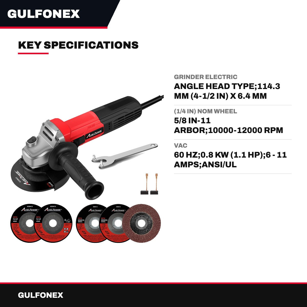 Grinder Electric – Angle Head Type, 114.3 Mm (4-1/2 In) X 6.4 Mm