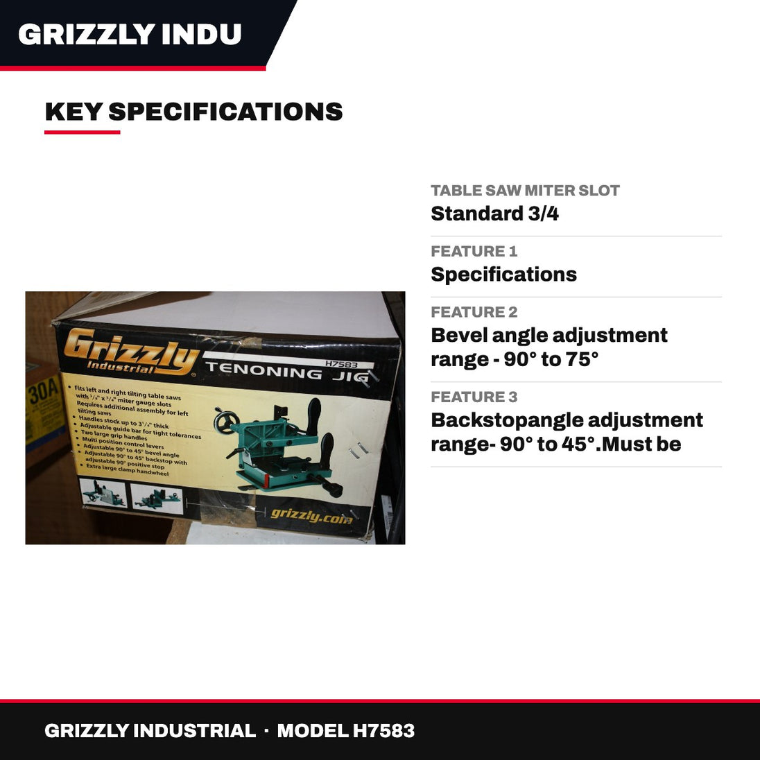 Grizzly Industrial H7583 – Tenoning Jig For Circular Table Saw
