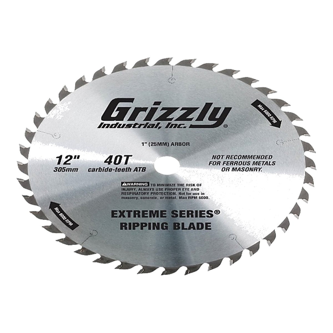 Grizzly Industrial T26700 – 12" x 1" 40T ATB Ripping Blade