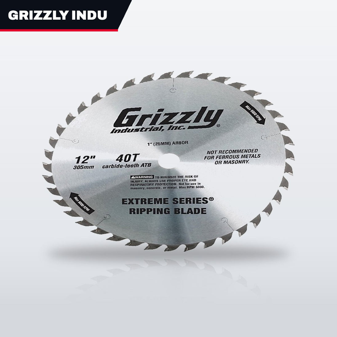 Grizzly Industrial T26700 – 12" x 1" 40T ATB Ripping Blade