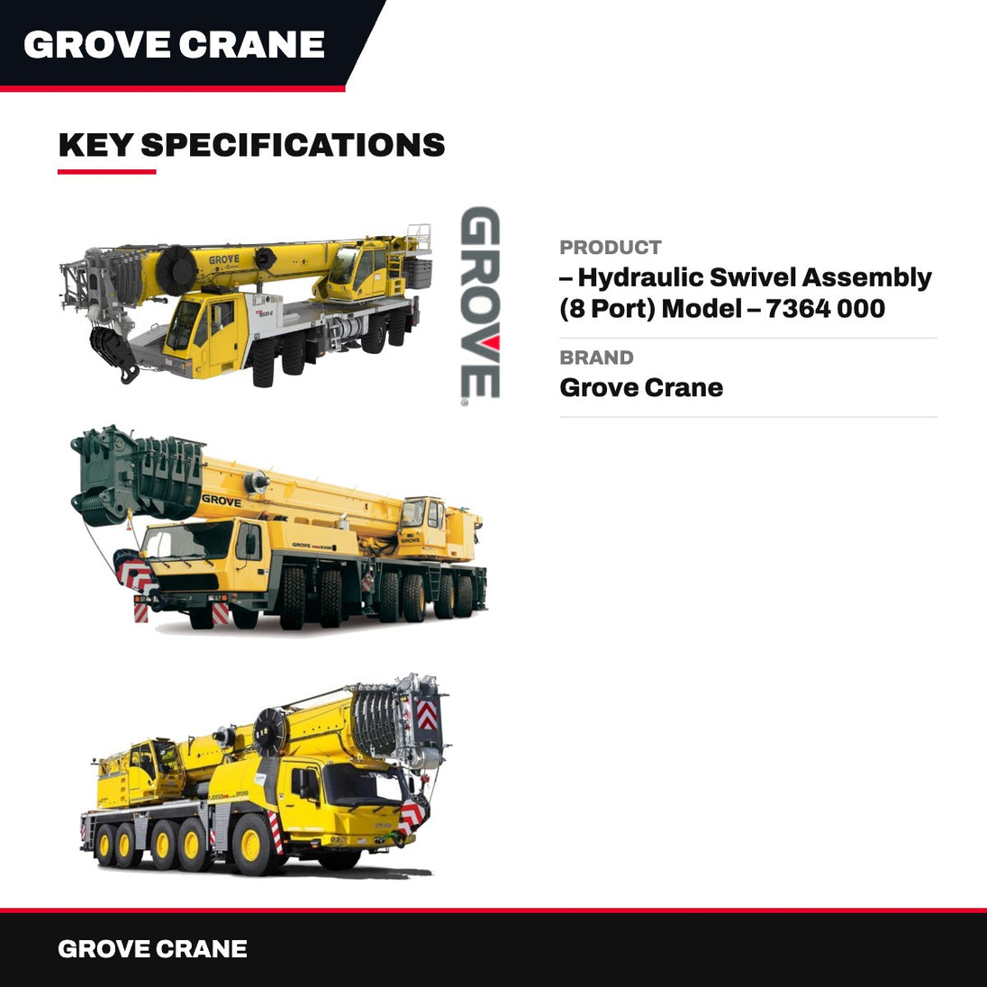 Grove Crane – Hydraulic Swivel Assembly (8 Port) Model – 7364 000 409 Manufacturer, Grove Crane