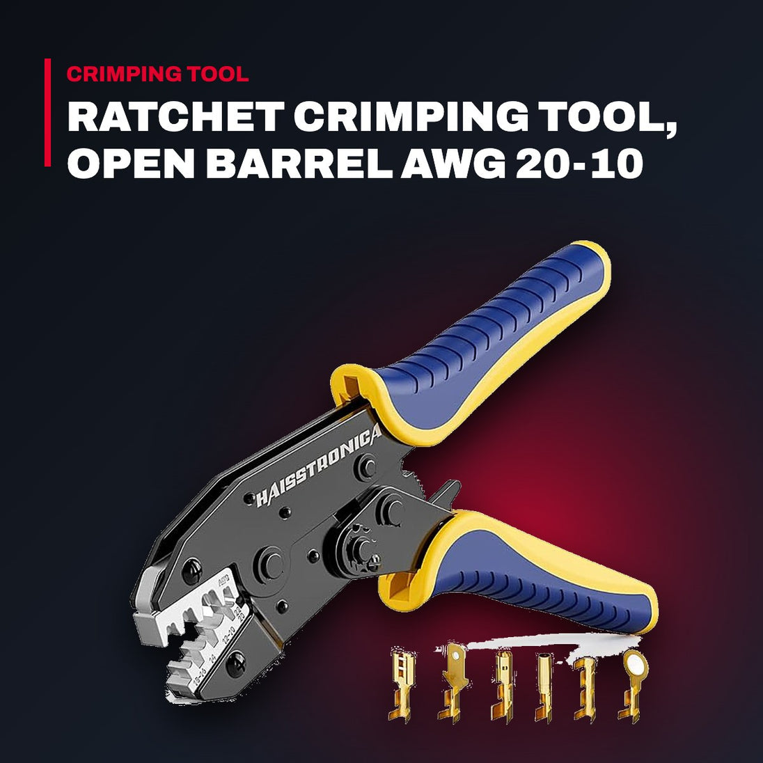 Haisstronica HS-5327 – Ratchet Crimping Tool, Open Barrel AWG 20-10