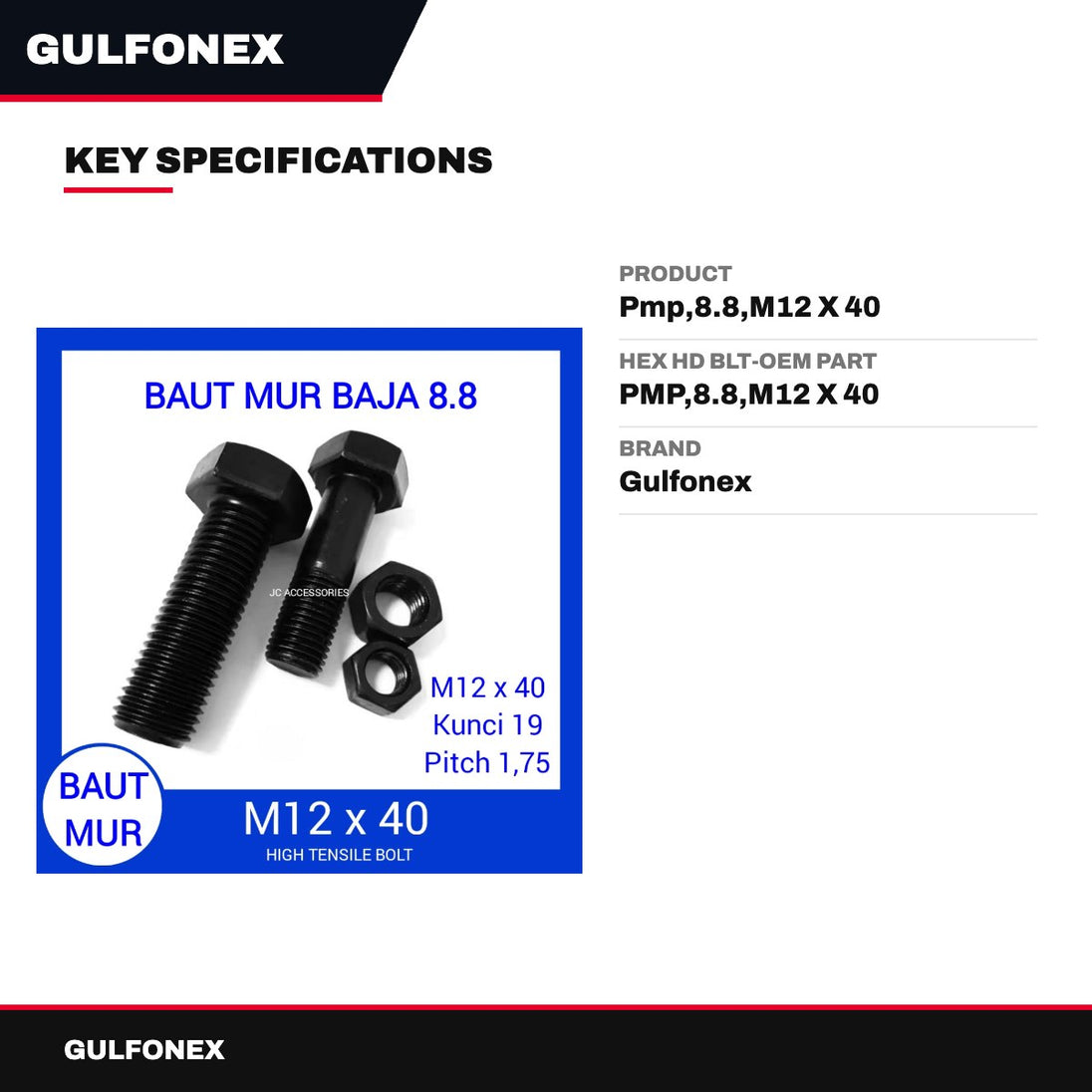 Hex Hd Blt-Oem Part – Pmp,8.8,M12 X 40