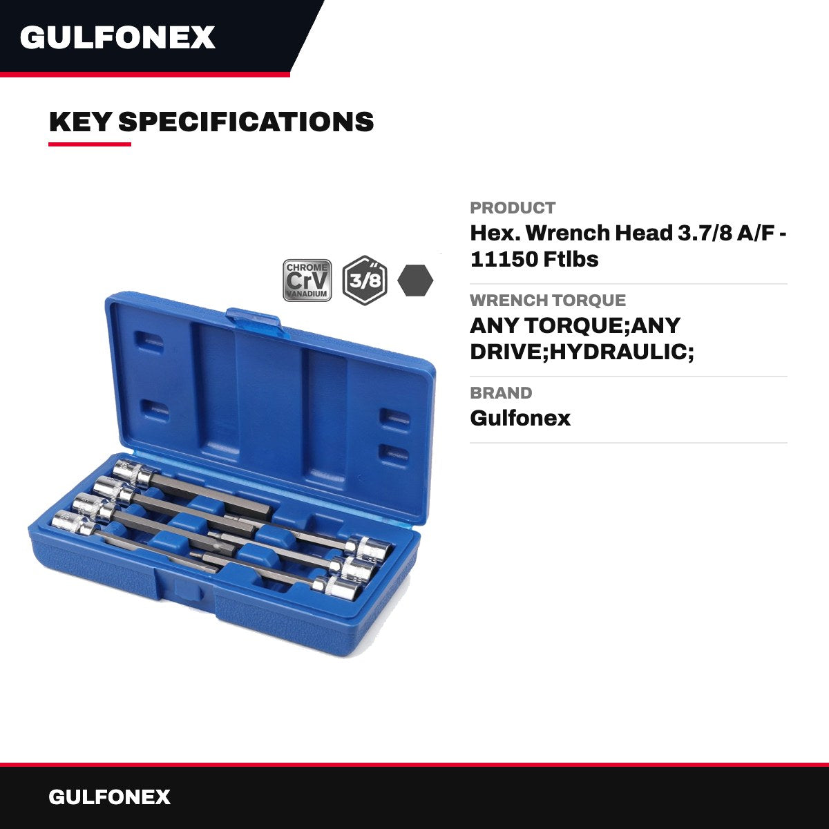 Hex. Wrench Head 3.7/8 A/F - 11150 Ftlbs