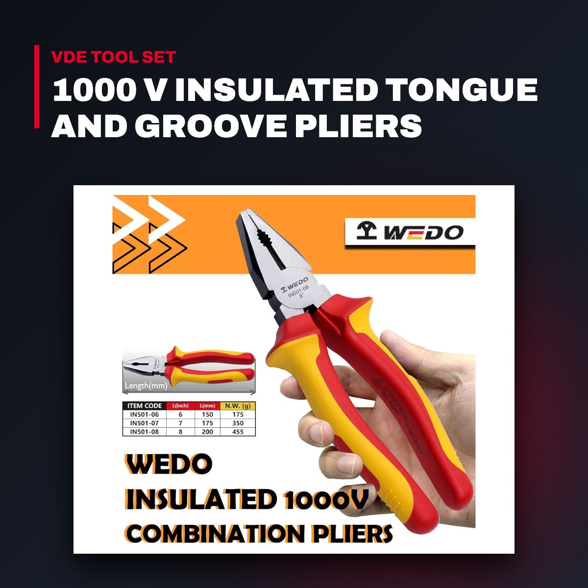 Hiland OTHERS – 1000 V Insulated Tongue And Groove Pliers
