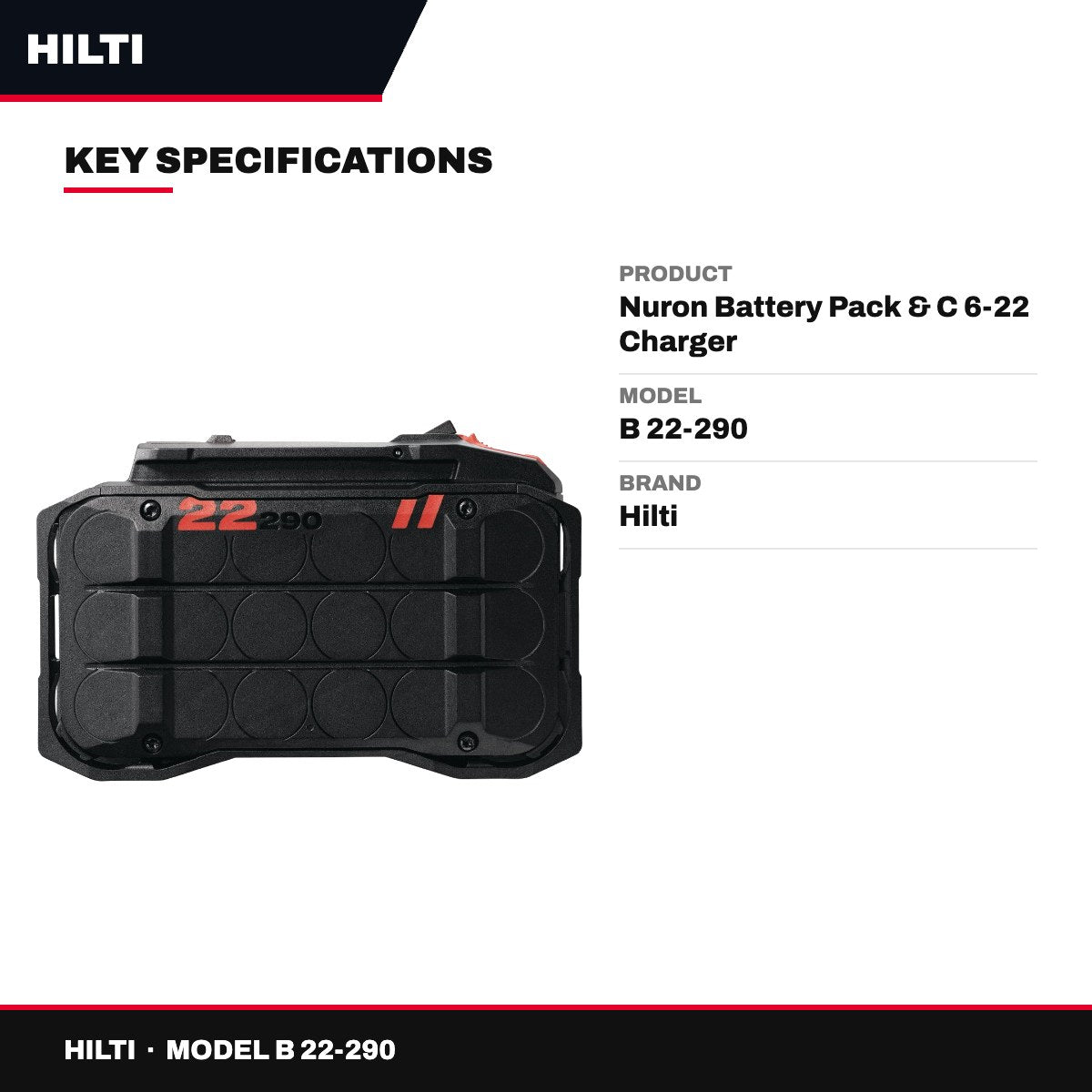 Hilti B 22-290 – Nuron Battery Pack & C 6-22 Charger