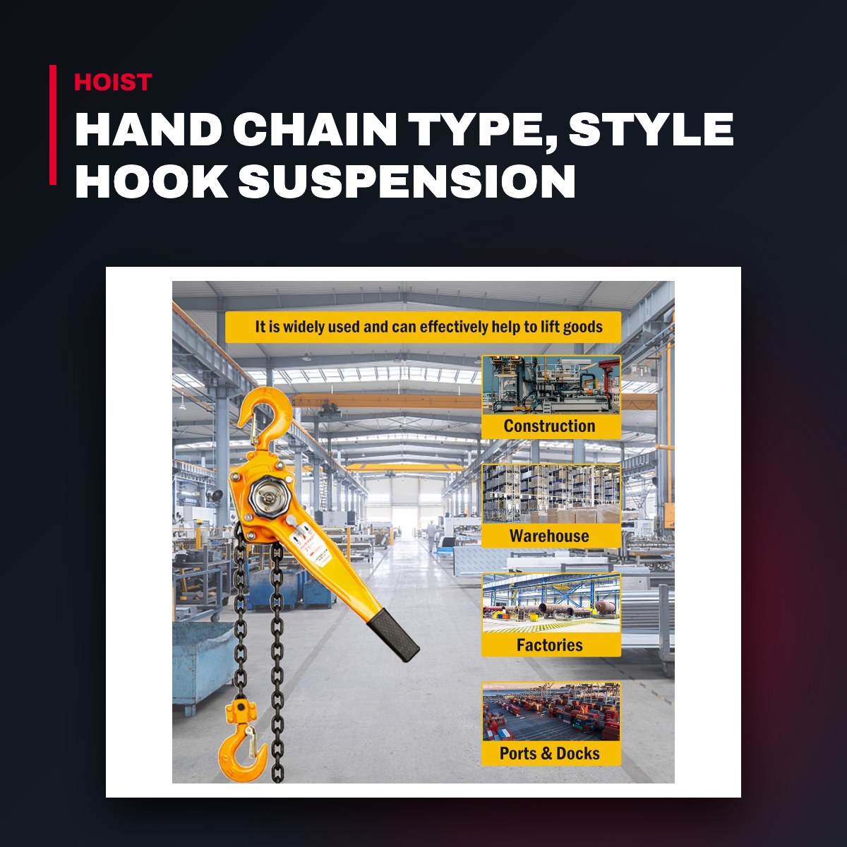 Hoist Manual – Hand Chain Type, Style Hook Suspension