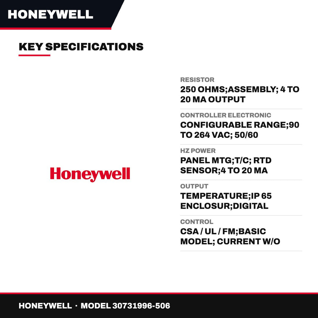 Honeywell 30731996-506 – Resistor – 250 Ohms, Assembly