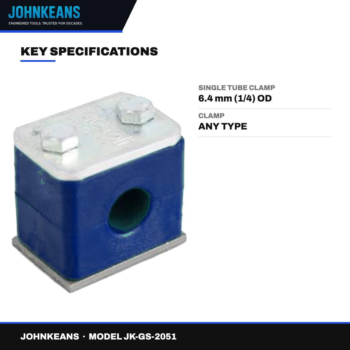 Johnkeans JK-GS-2051 – Single Tube Clamp Set 1/4" – 1/2" OD