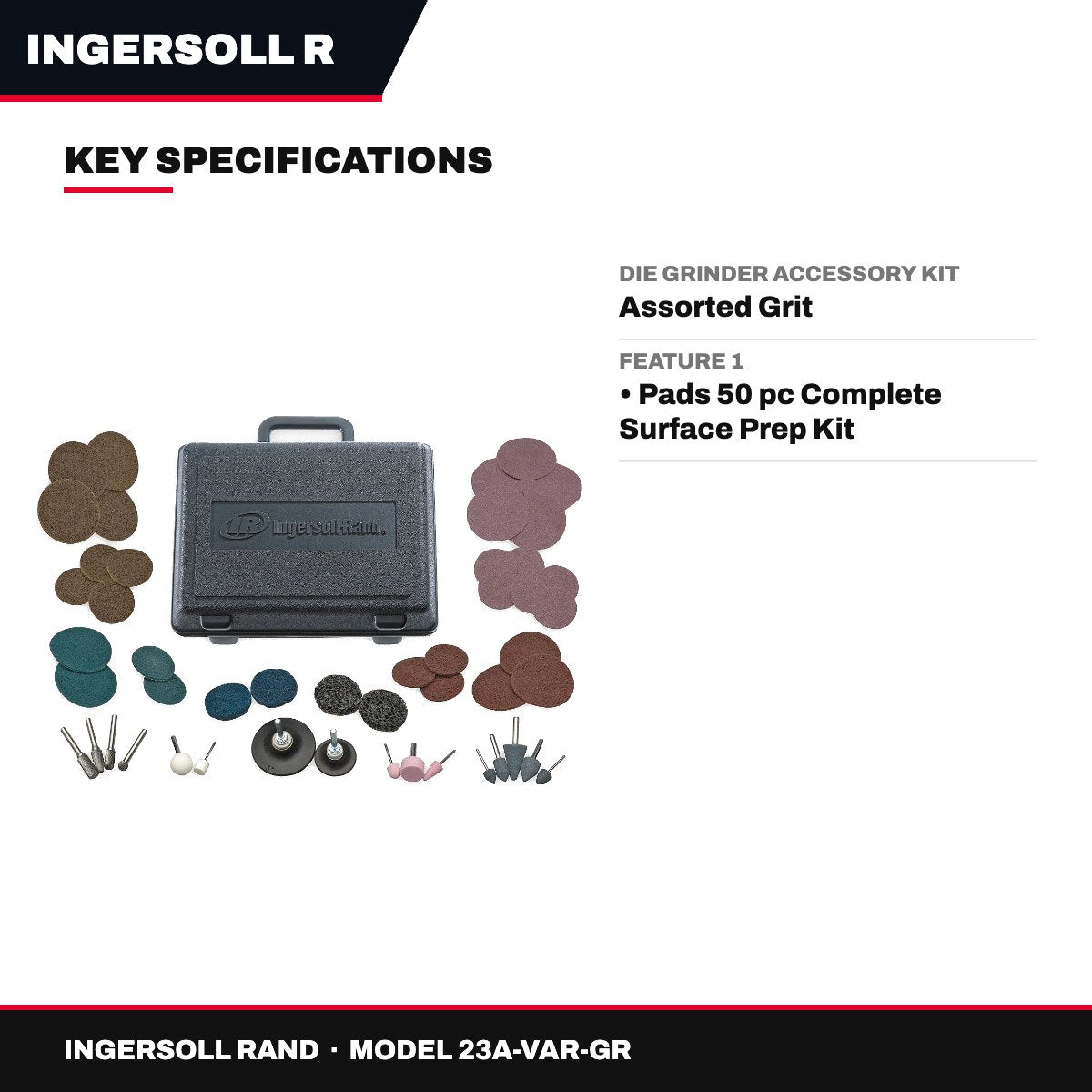 Ingersoll Rand 23A-VAR-GR – Die Grinder Accessory Kit – Assorted Grit