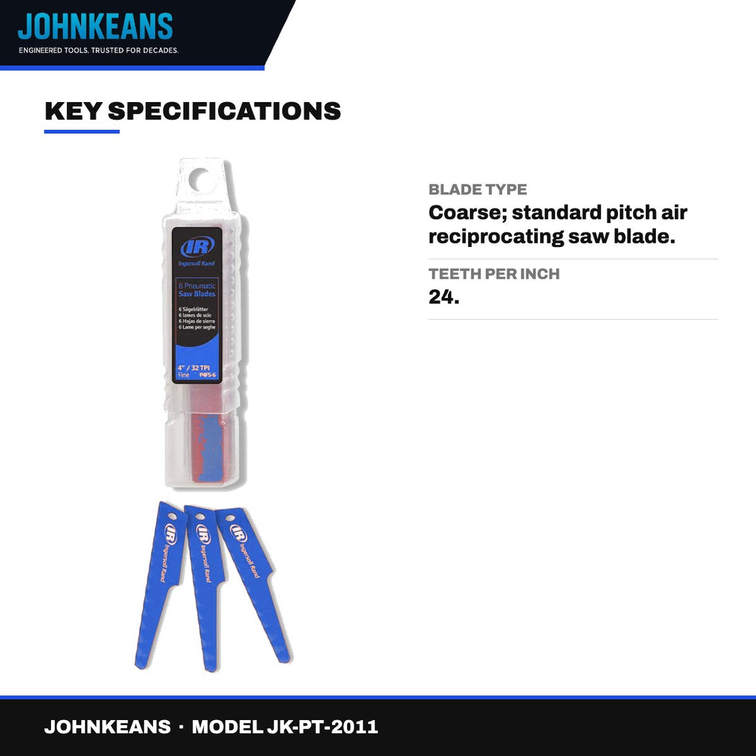 Johnkeans JK-PT-2011 – Bi-Metal Air Reciprocating Saw Blades, 6 Pack